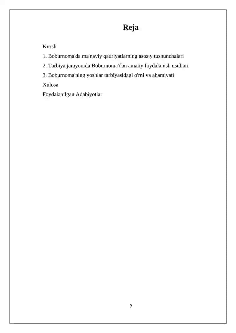"BOBURNOMA", UNING TARBIYAVIY AHAMIYATI 2