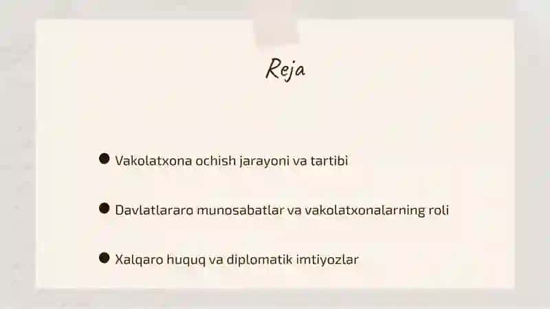 Diplomatik Vakolatxonalarni ochish 2