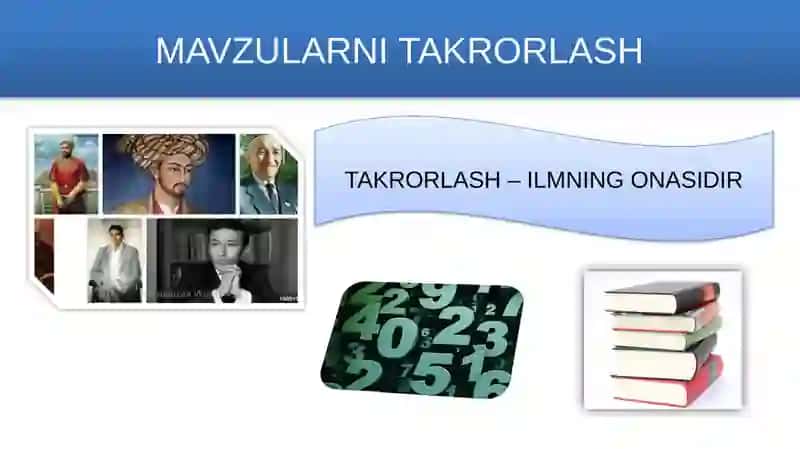 O‘tilgan mavzularni takrorlash 2