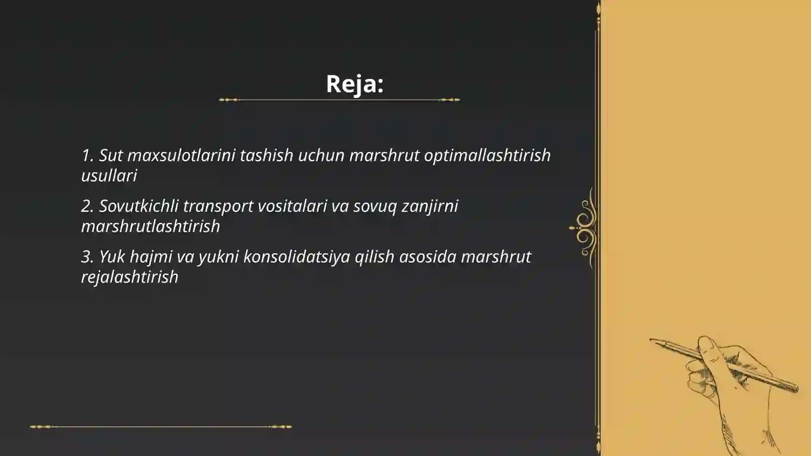 Sut maxsulotlarini tashishni marshutlashtirish 2