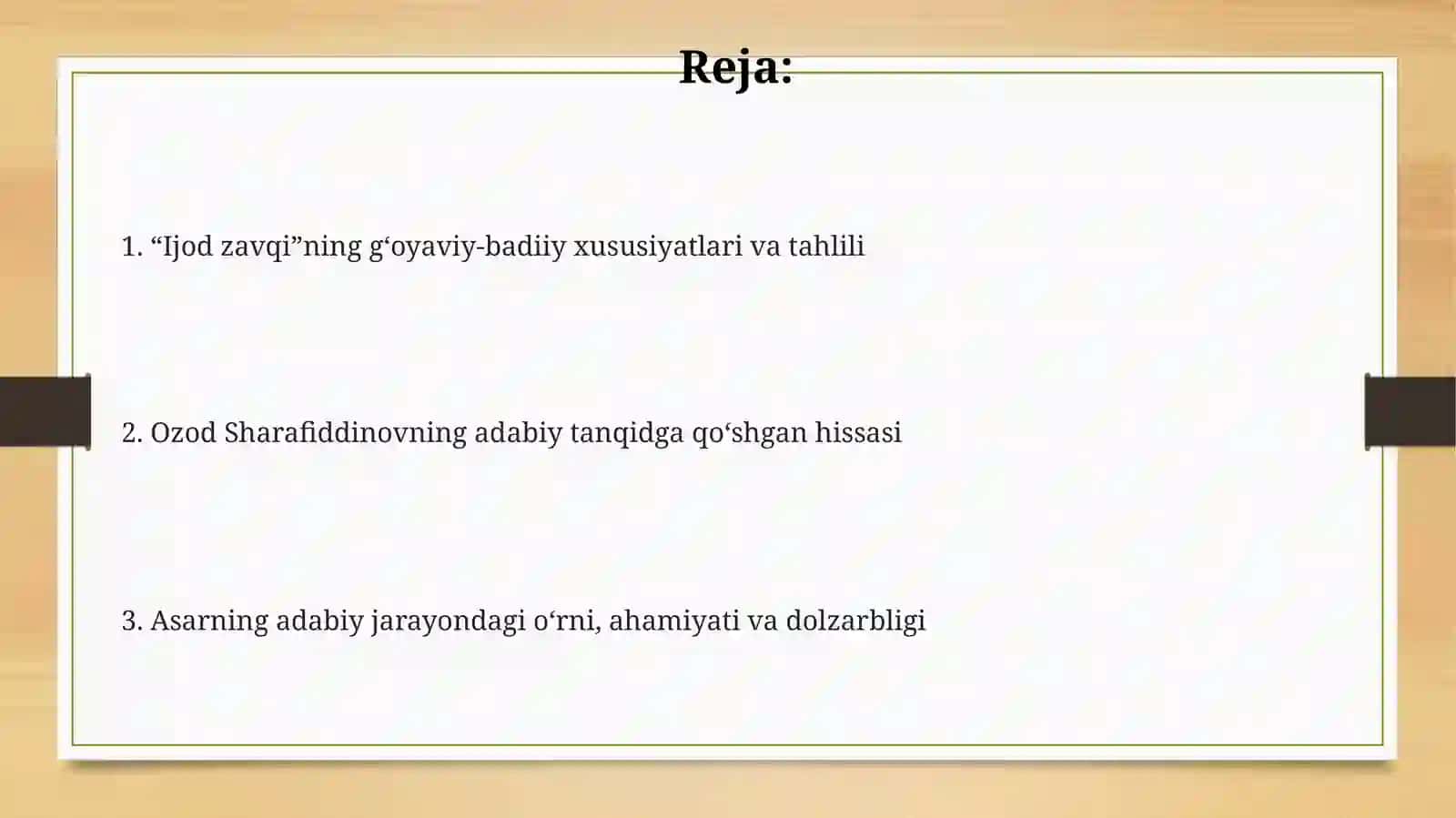 OzodSharafiddinovning“Ijodnianglashbaxti”nomliadabiytanqidgaoidasari 2