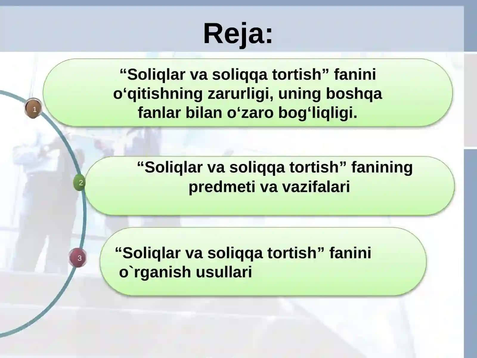 “Soliqlar va soliqqa tortish” faniga kirish 2