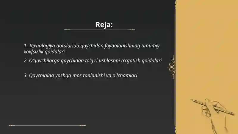 Texnalogiya darslarida qaychidan foydalanish qoidalari 2