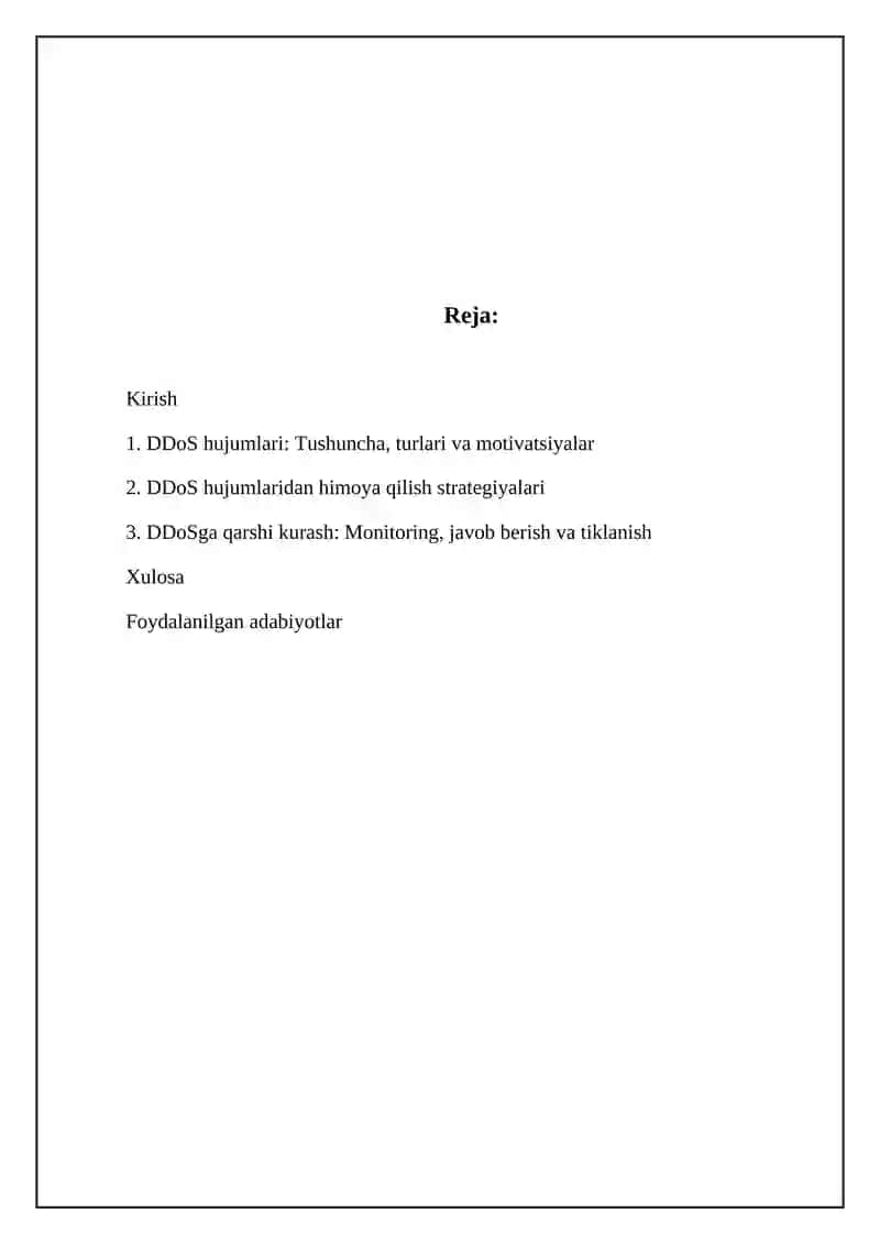 DDos hujumlari va ulardan himoyalanish 2