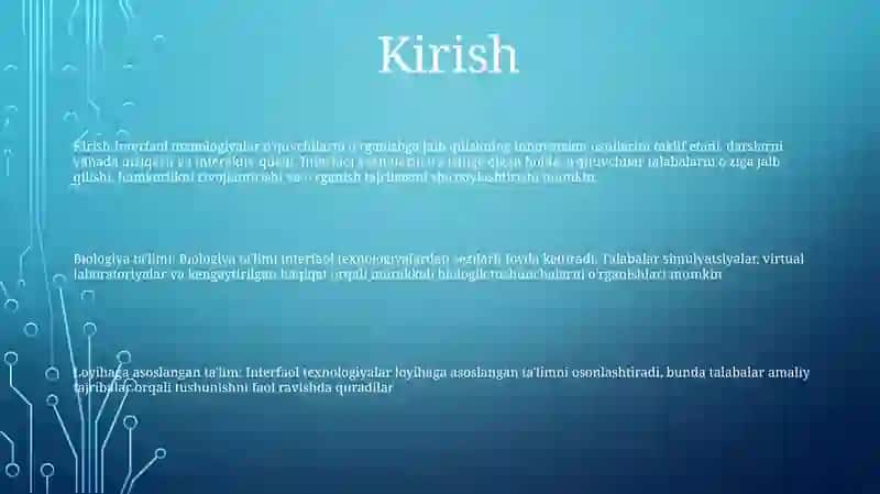 Biologiyadan MashgʻUlotlarni Interaktiv Texnologiyalar Asosida Loyihalash 2