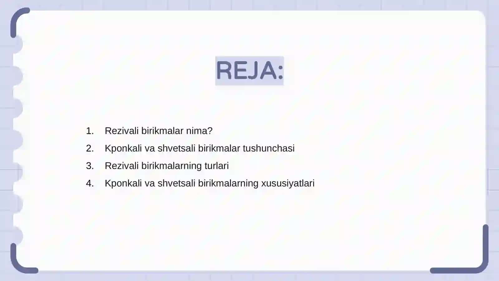 Rezivali birikmalar va kponkali va shvetsali birikmalar 2