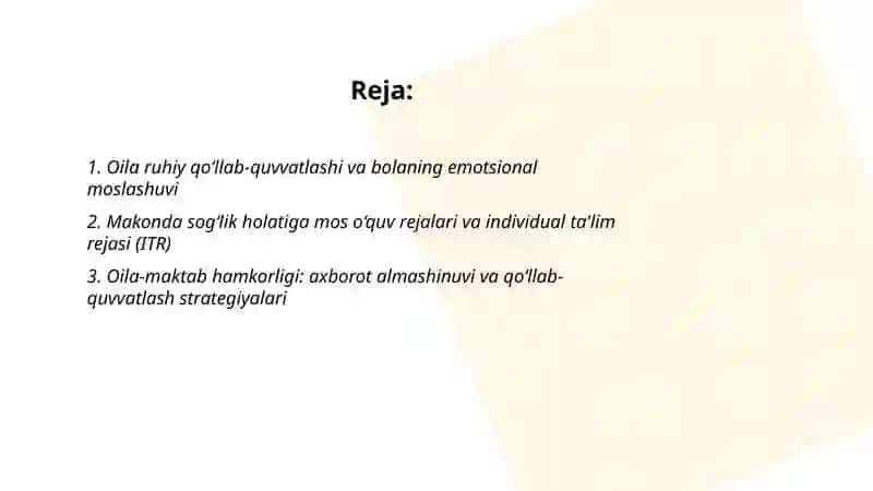 Bola yoki o'smirni, ayniqsa onkogematologik kasallik profiliga moslashishida oila va maktabning o'rni 2