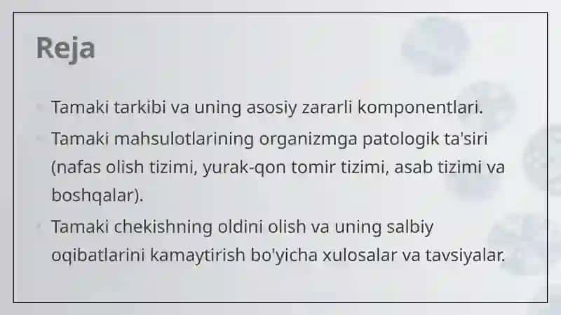 Tamaki Tarkibi va uning Organizmga Tasiri 2