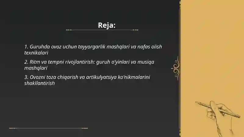 Qo'shiqchiligi ko'nikmalarini tarbiyalash 2