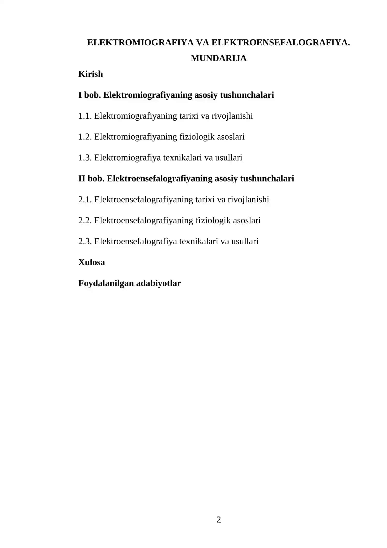 Elektromiografiya va elektroensefalografiya KURS ISHI 2