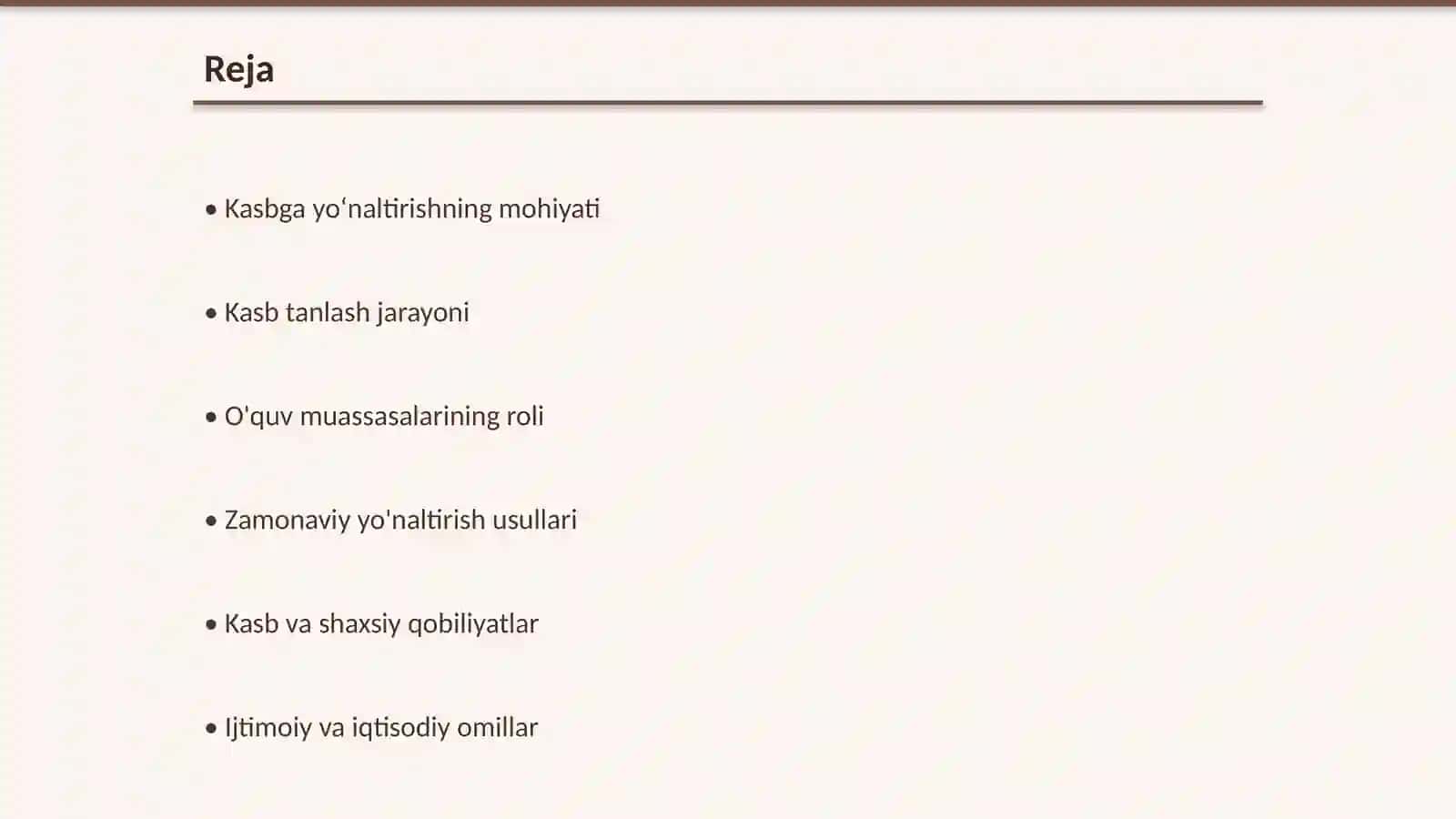 Kasbga yoʻnaltirish va hayotiy istiqbol 2