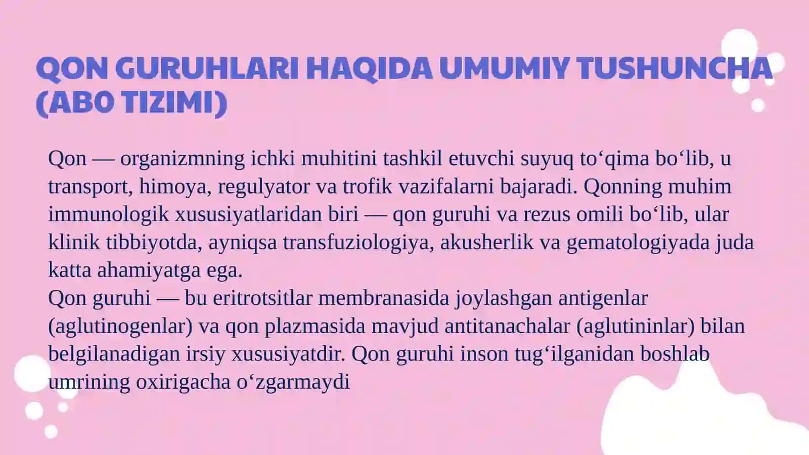Qon guruhi va rezus omili haqida tushuncha 2
