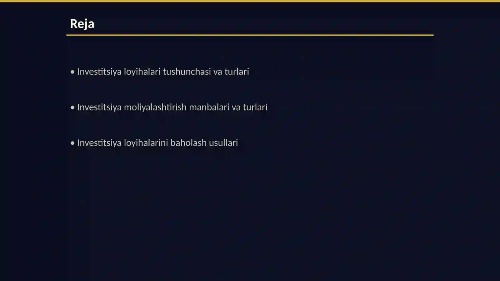 Investitsiya loyihalarini moliyalashtirishning mazmuni va mohiyati 2
