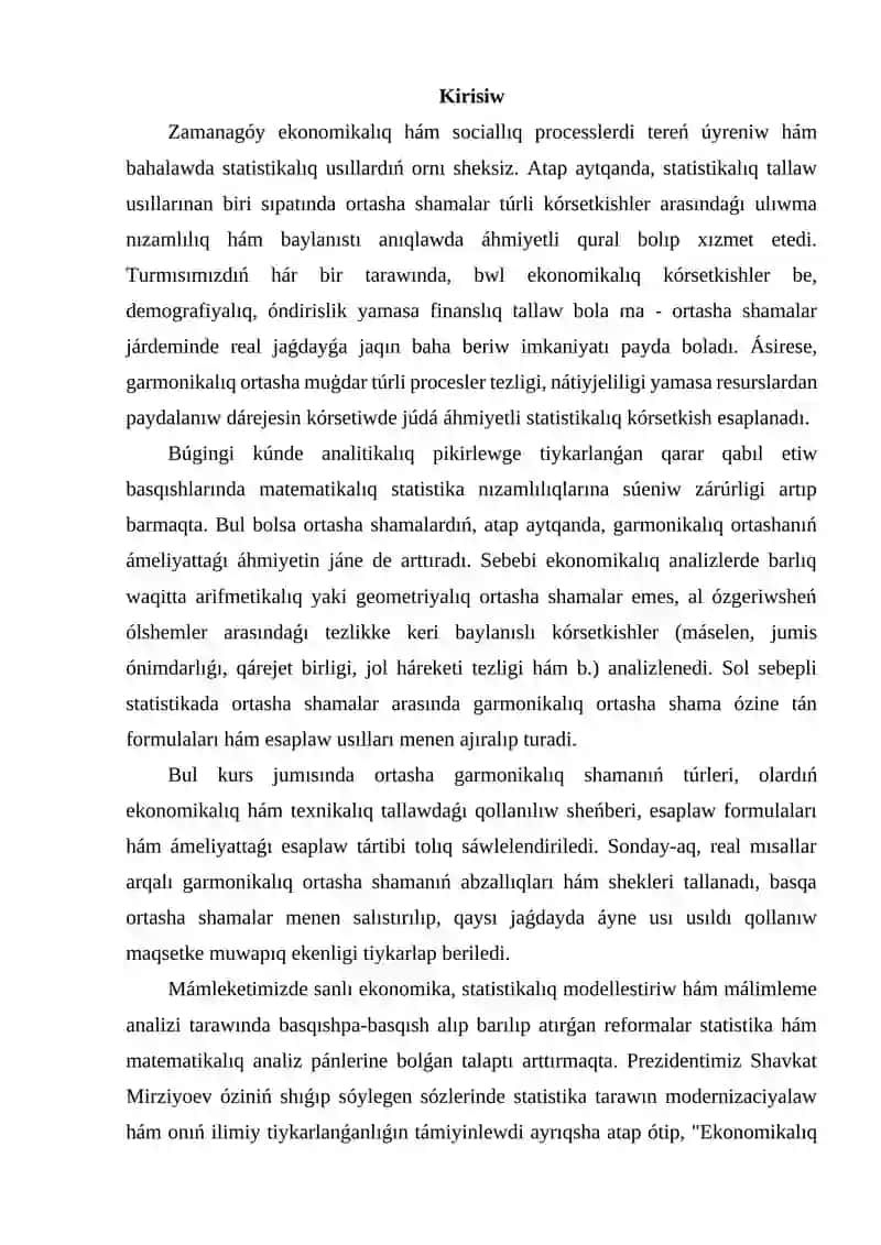 Ortasha garmonikalıq shamanıń túrleri hám esaplaw tártibi. 2
