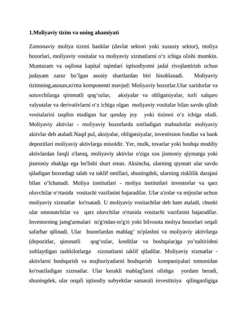 Moliyaviy tizim funksiyalarini amalga oshirish amalyoti 2