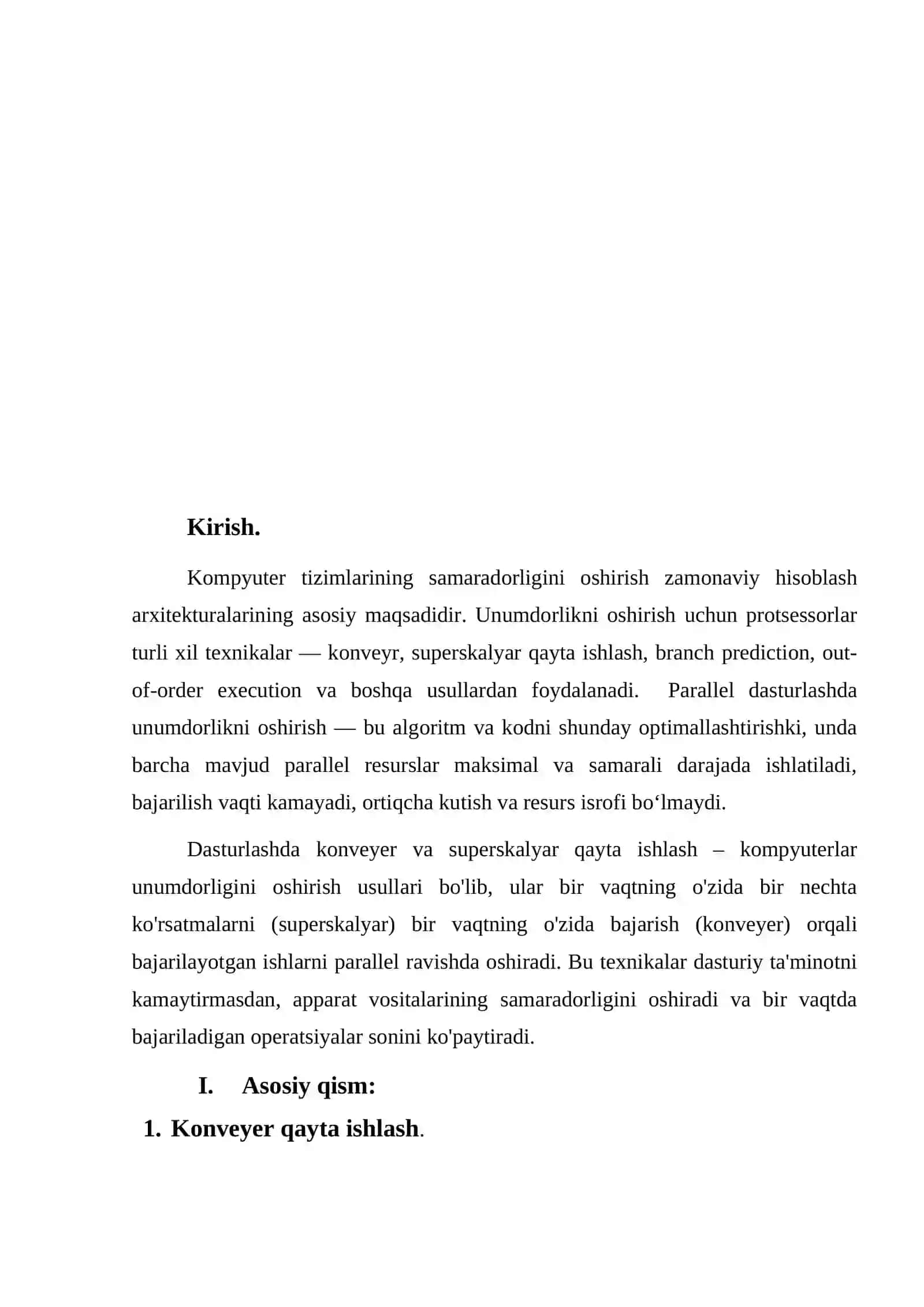 Unumdorlikni oshirish: Konveyer va superskalyar qayta ishlash 2