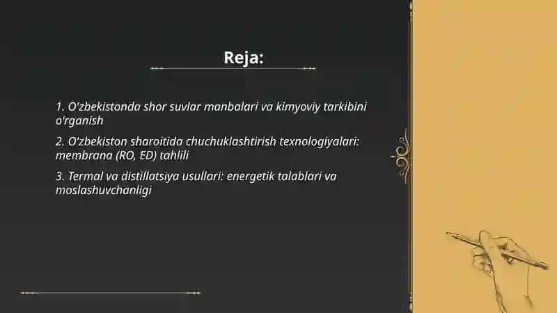 Shor suvlarni chuchuklashtirish g'oyasi 2