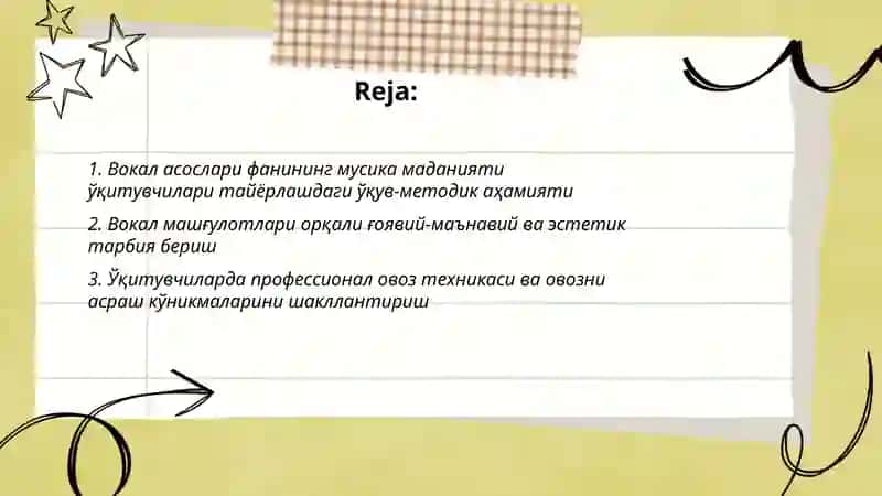 Вокал асослари фанининг мусика маданияти у́китувчиларини тайёрлашдаги ахамияти 2