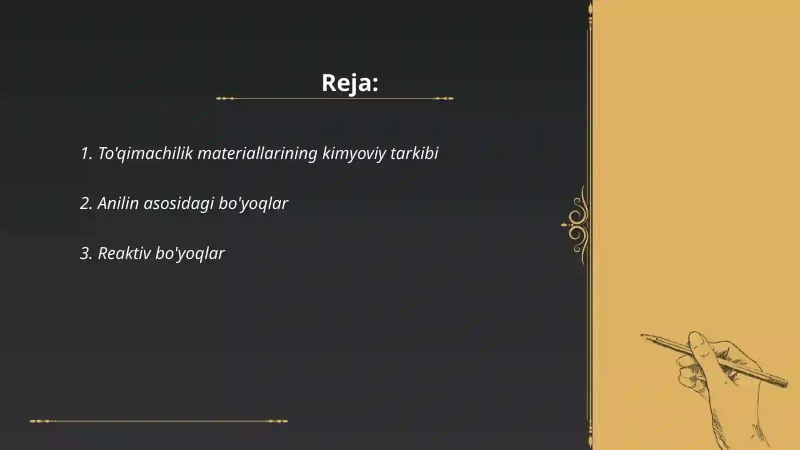 To'qimachilik materiallarining kimyoviy tarkibi 2