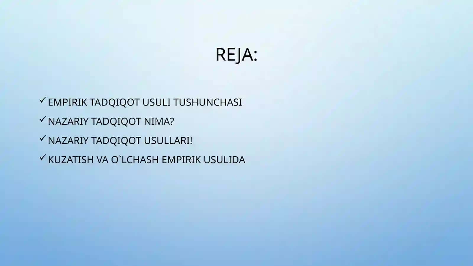 ILMIY TADQIQOTNING EMPIRIK USULLARI VA NAZARIY DARAJASI 2
