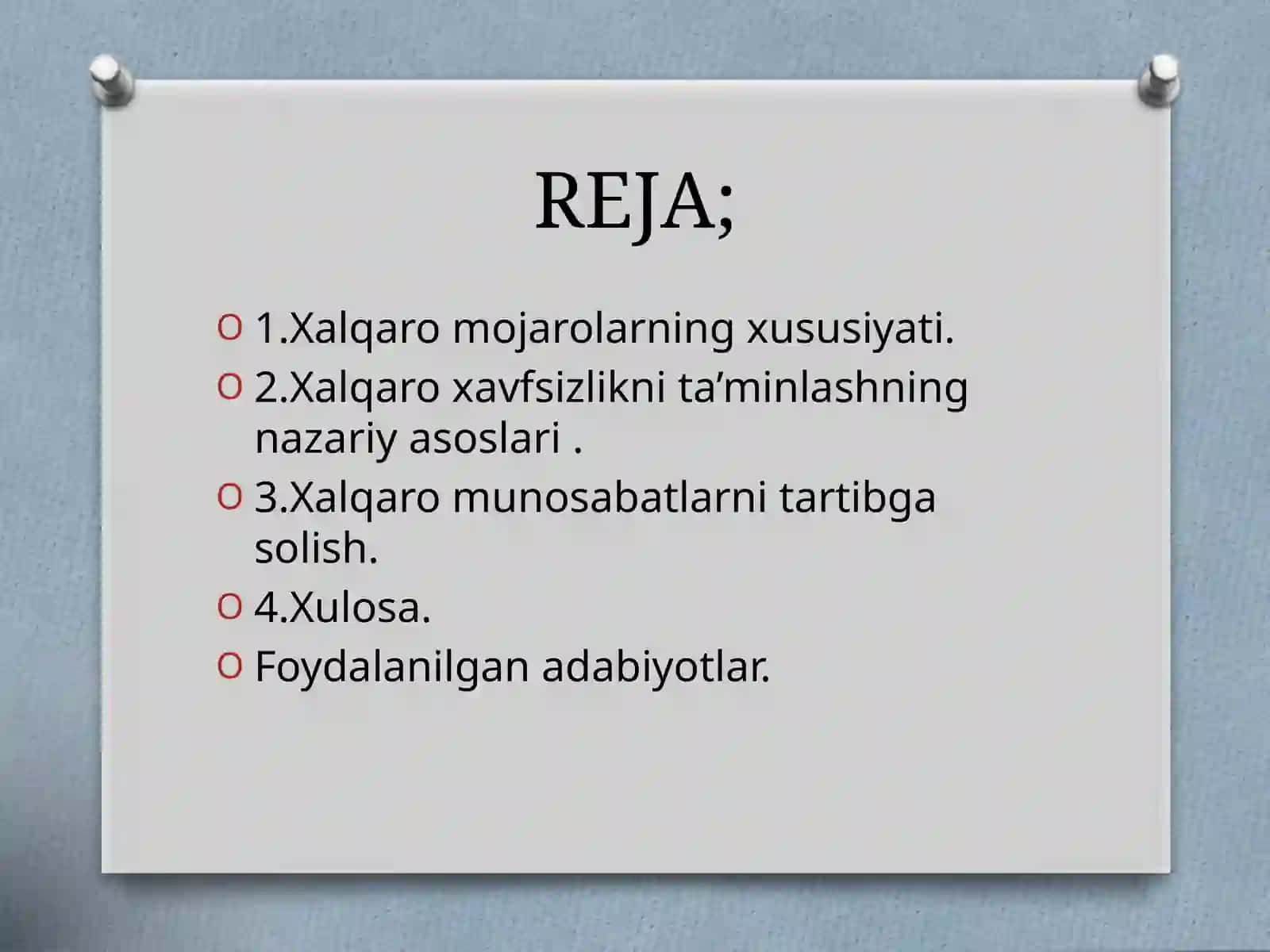 Xalqaro mojarolarni tadqiq qilish va bartaraf etishning nazariy asoslari. 2