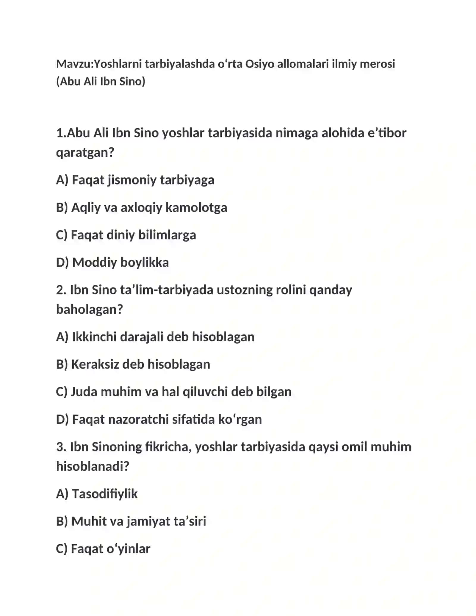 Yoshlarni tarbiyalashda o‘rta Osiyo allomalari ilmiy merosi (Abu Ali Ibn Sino) 2
