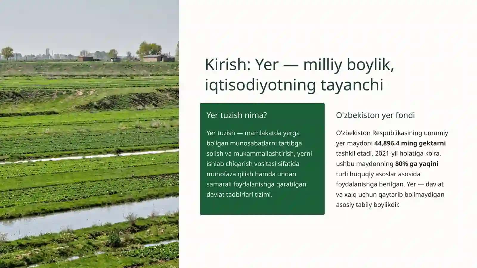 Mamlakat iqtisodiyotida yer tuzishning o'rnivaahamiyati 2