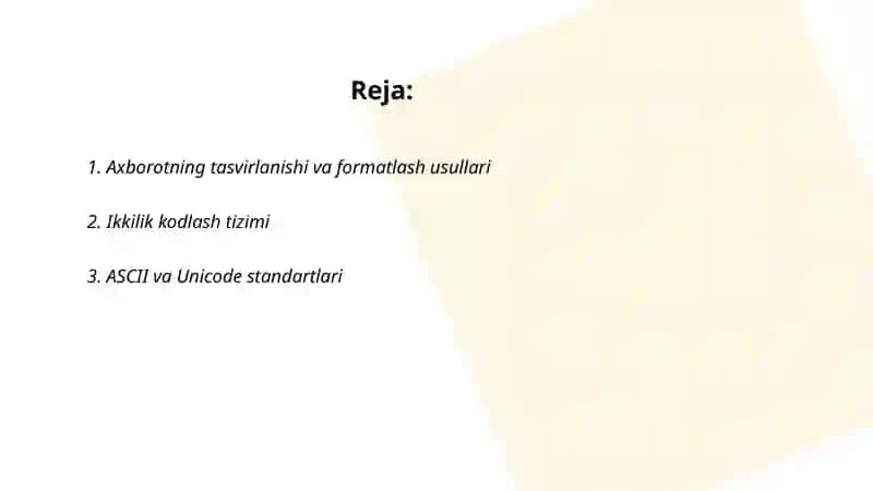 Axborotlarning kompyuterda tasvirlanishi 2