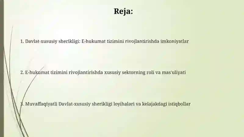 Elektron hukumat tizimini rivojlantirishdagi davlat xususiy sherikchiligi 2