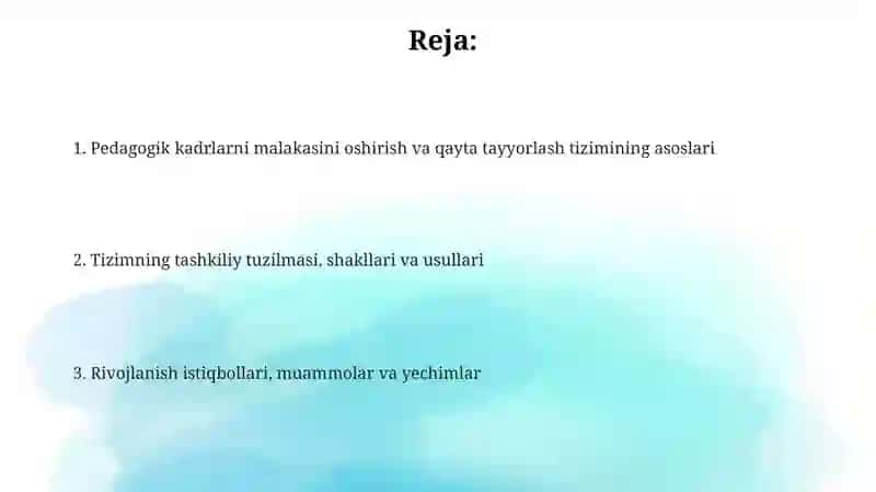 Pedagogkadrlarniqaytatayyorlashvaularningmalakasinioshirishtizimi 2