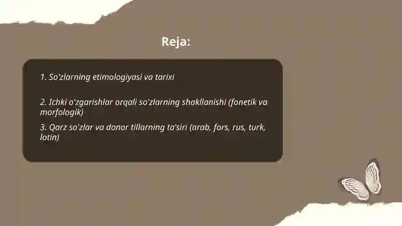 Origine et formation des mots ( so'zlarning kelib chiqishi va shakllanishi ) 2