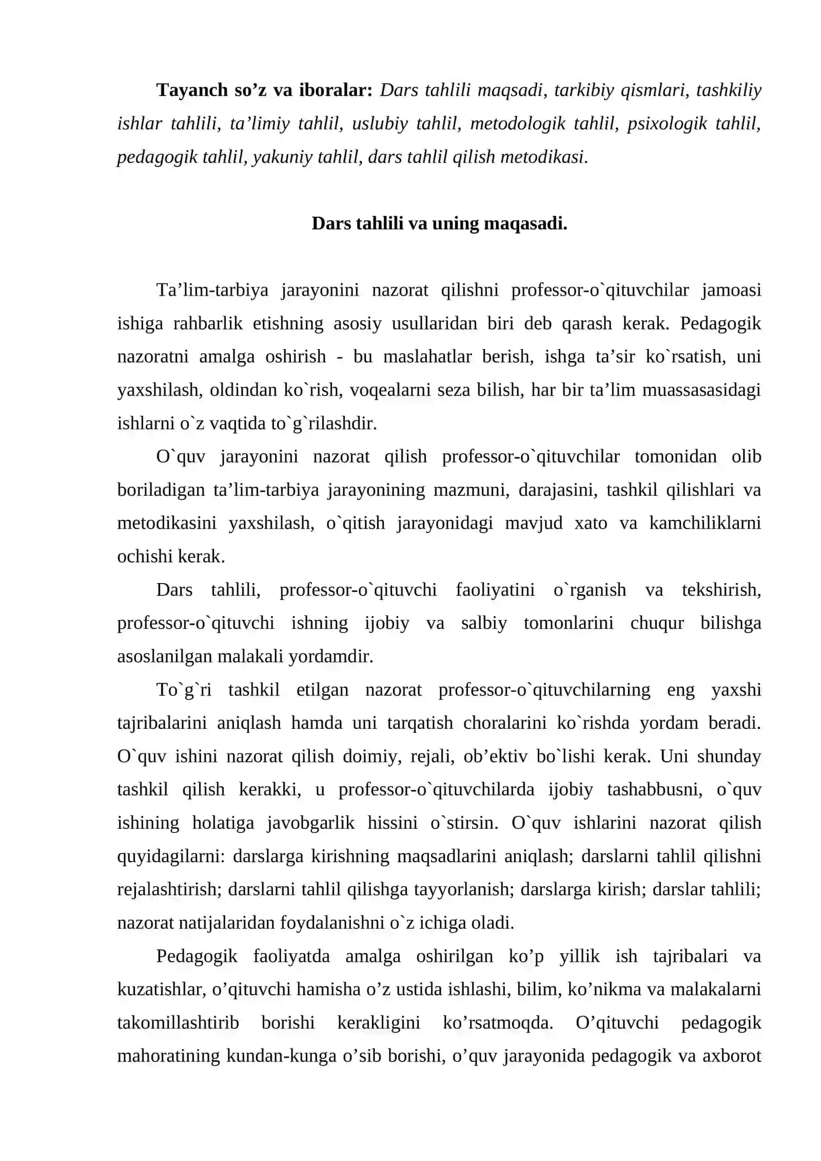 DARS TAHLILINING MANBALARI 2