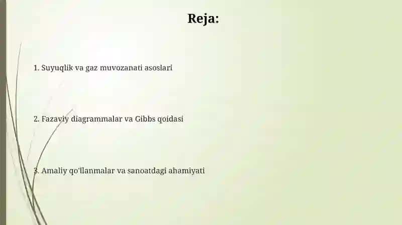 Suyuqlik va Gaz Muvozanati 2
