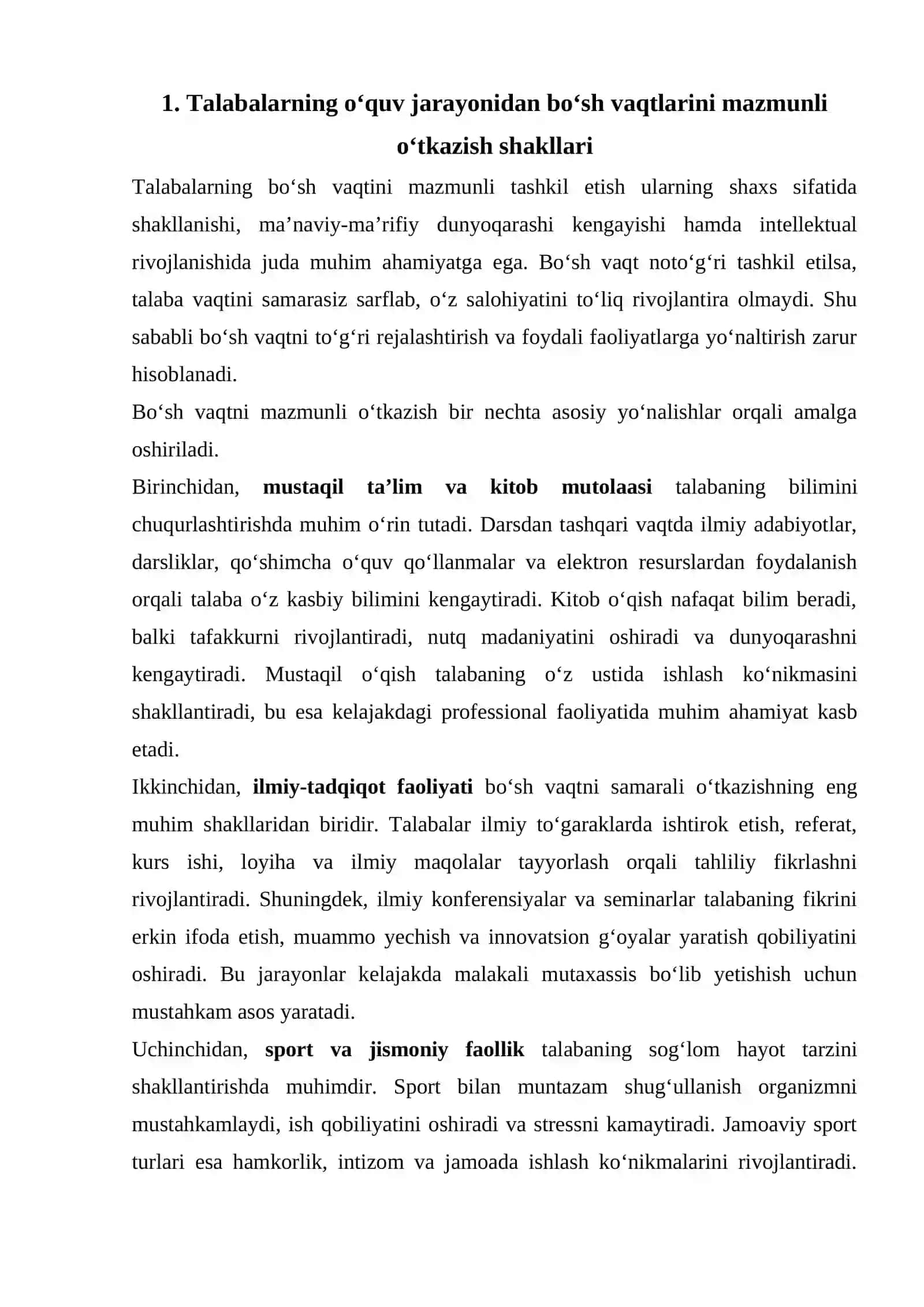 Talabalarning ma`naviy-ma`rifiy dunyoqarashini shakllari 2