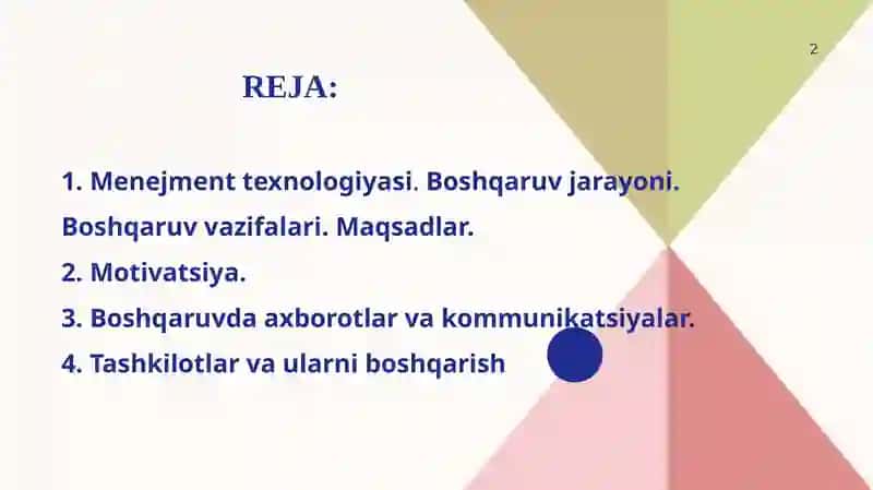 Menejment texnologiyasi va boshqaruv jarayoni, Tashkilotlar va ularni boshqarish 2