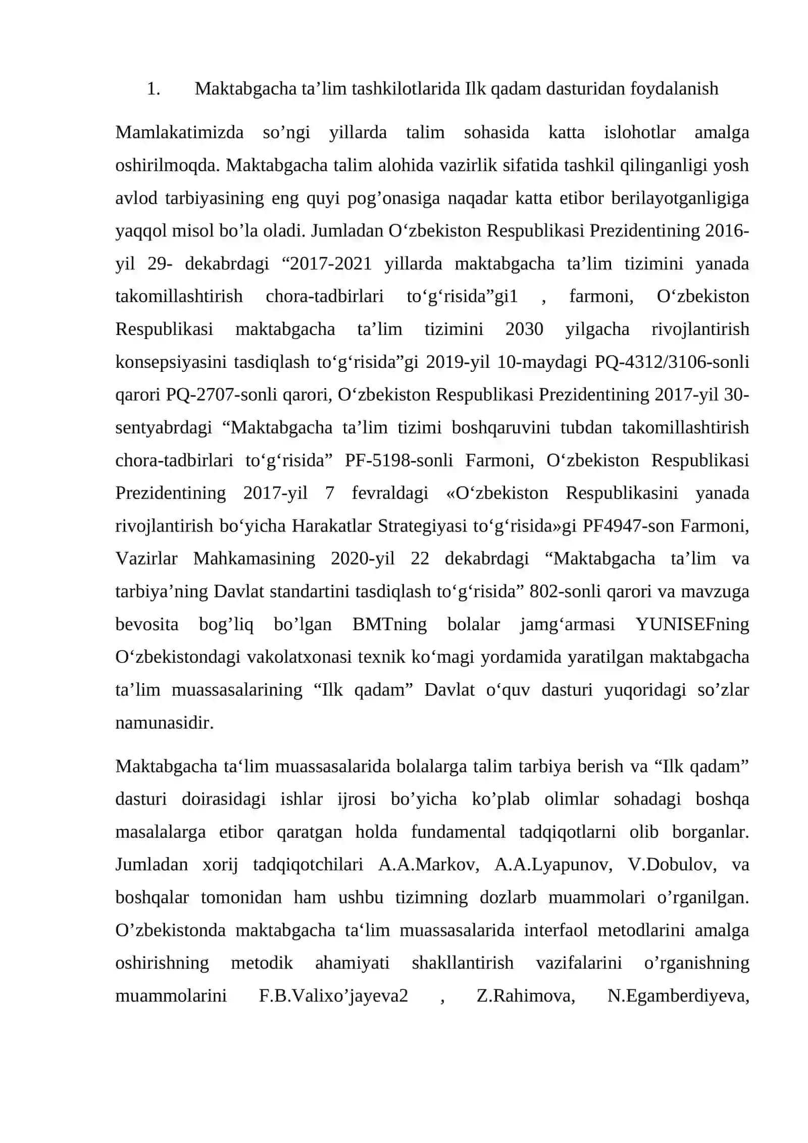 Ilk qadam dasturi 2