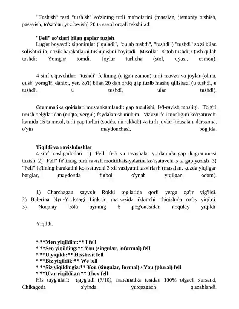 "Fel" mavzusini oʻrganish 2