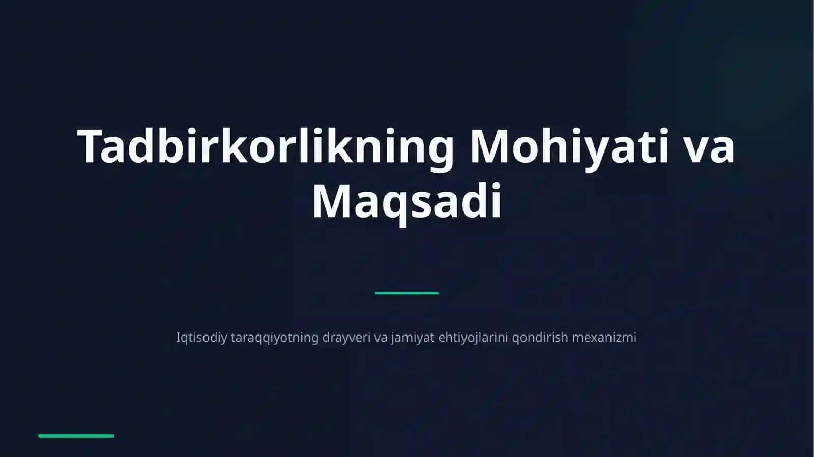 Tadbirkorlik Faoliyatining Shakllanishi 2