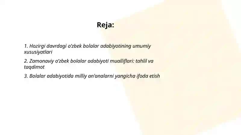 Hozirgi davrdagi òzbek bolalar adabiyoti 2