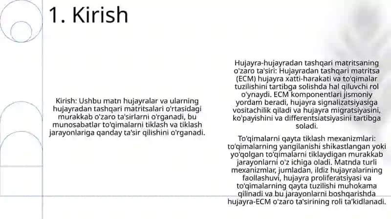Hujayralardan Tashqari Matriks Va Hujayra Matriks O’Zaro Tasiri 2