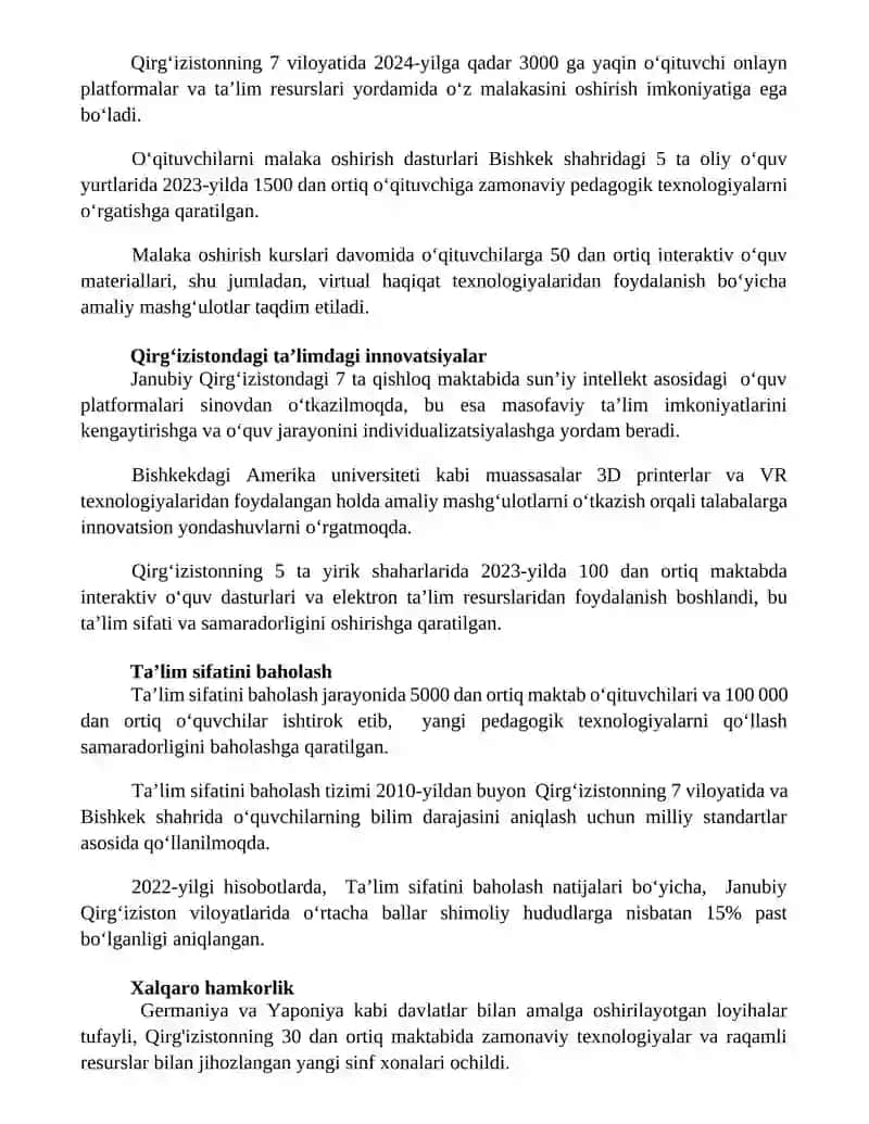 Qirgʻizistonda innovatsion ta'lim 2