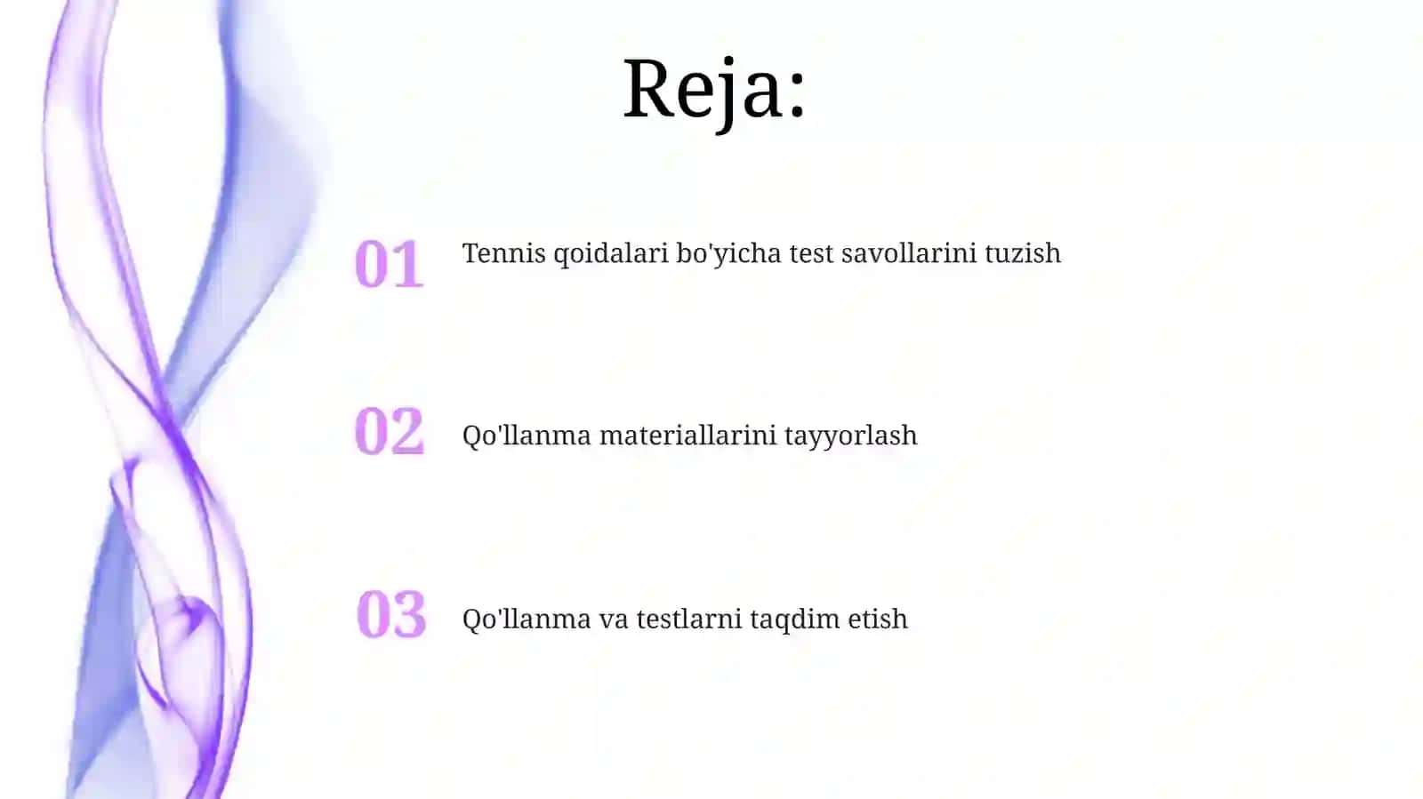 Tenis oyin qoidalari mavzusida tarqatma materiyal va test savollari tayorlash 2