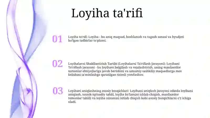 Loyihalarni Shakllantirish Tartibi 2