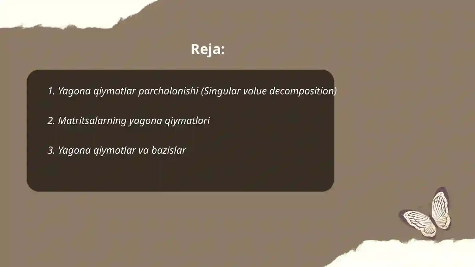 Yagona qiymatlar parchalanishi (Singular value decomposition) 2