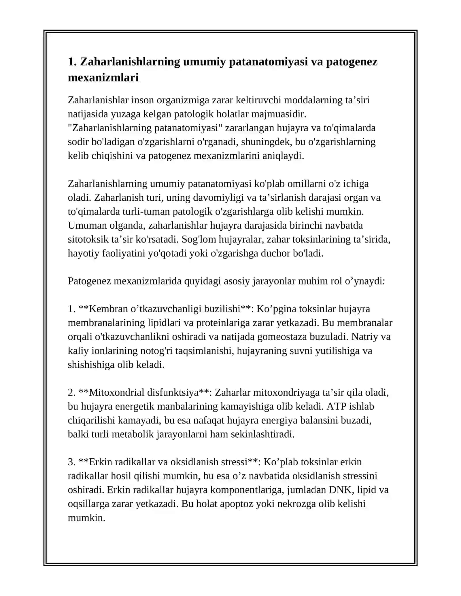 ZAHARLANISHLARNING PATANATOMIYASI 2