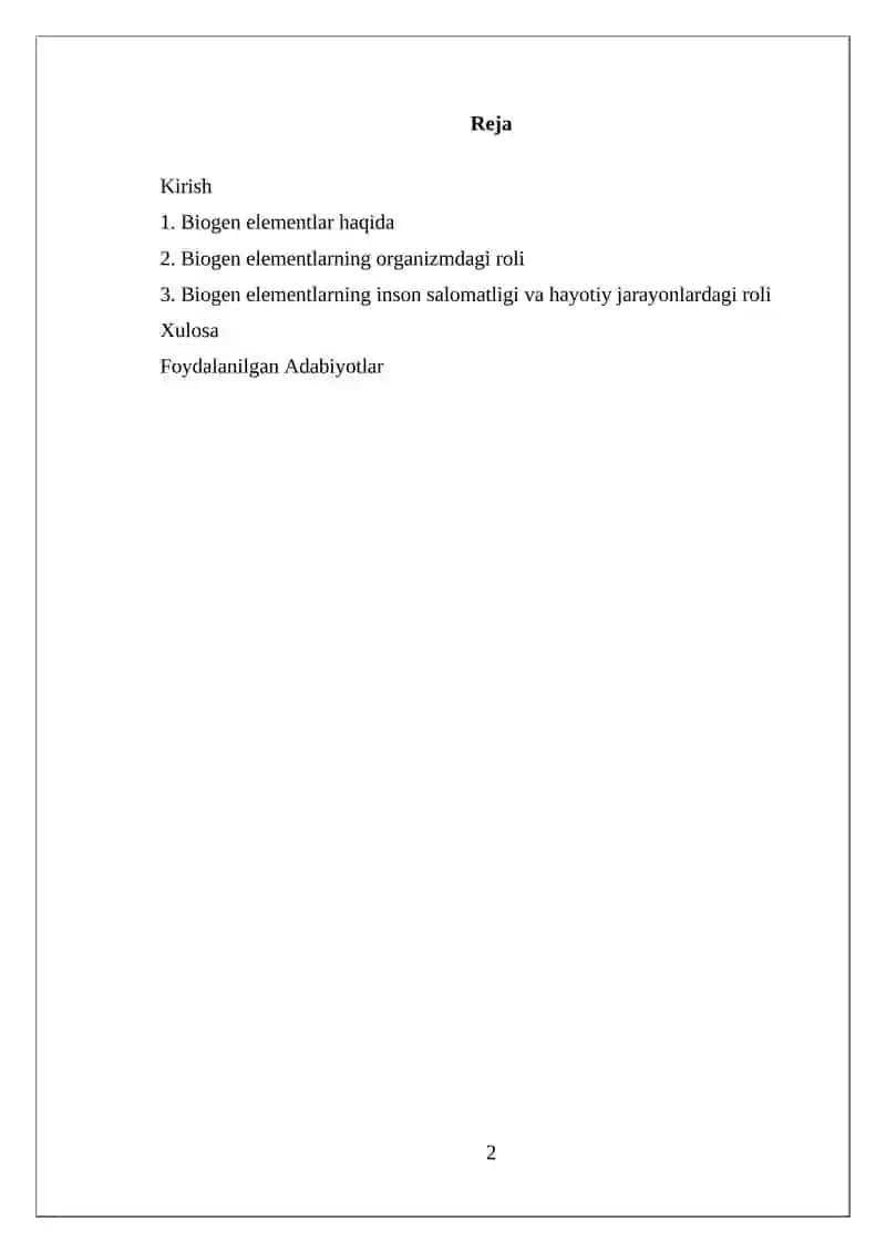 BIOGEN ELEMENTLARNING INSON SALOMATLIGI VA HAYOTIY JARAYONLARDAGI ROLI 2