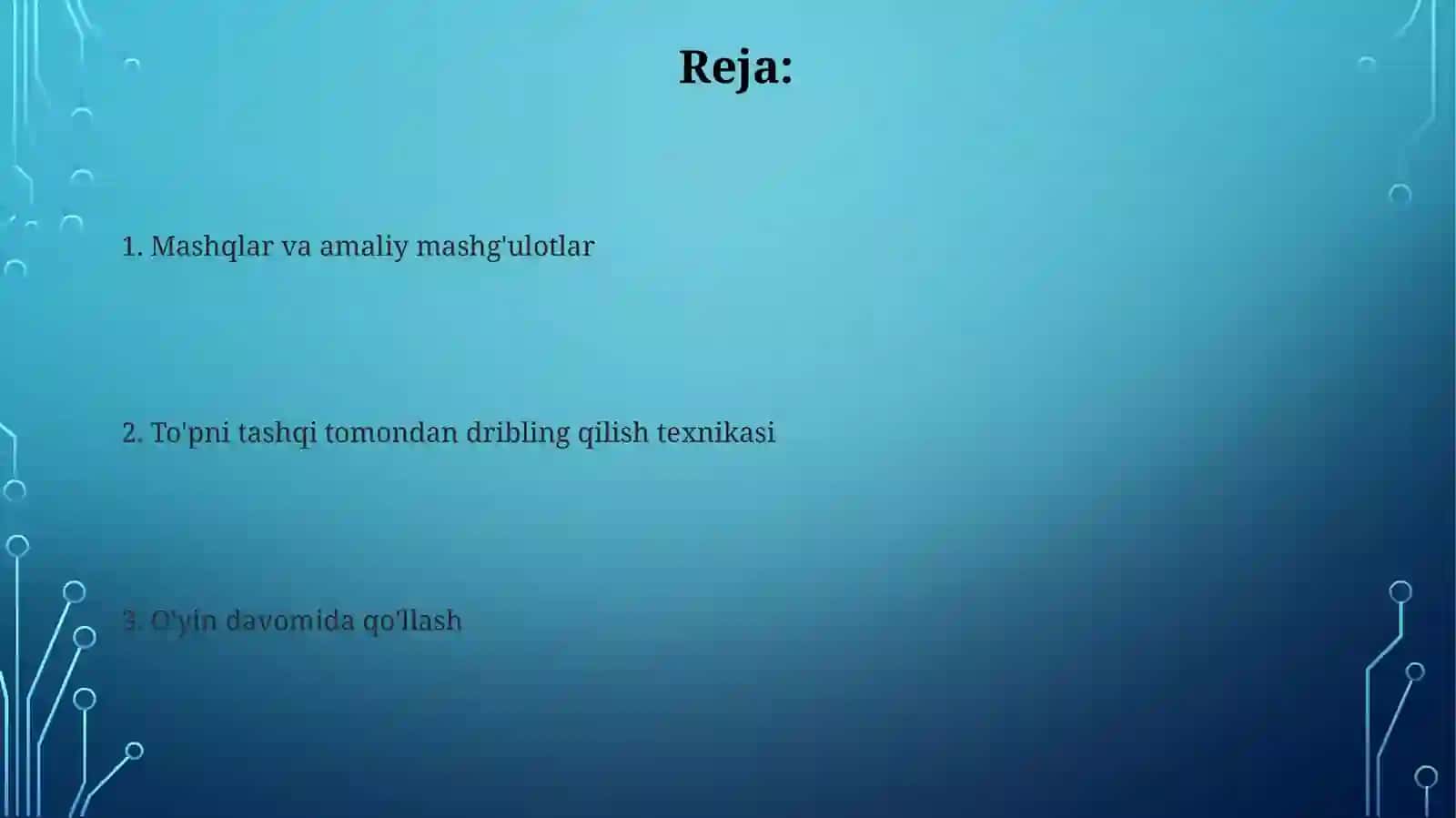 To'pni oyoqni tashi qismi bilan olib yurish texnikasni oʻrgatish 2