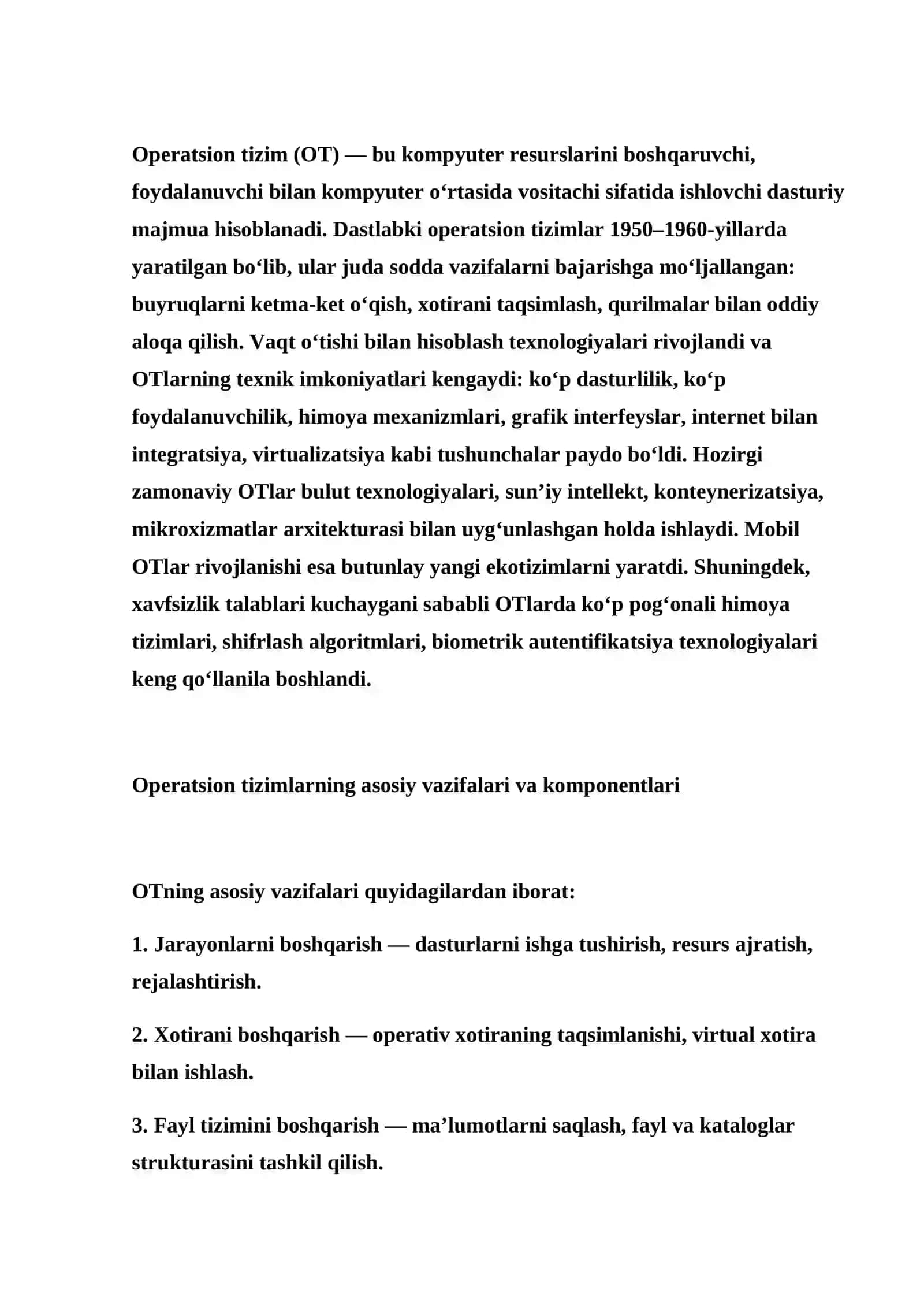 Operatsion tizim tushunchasi va uning evolyutsiyasi 2