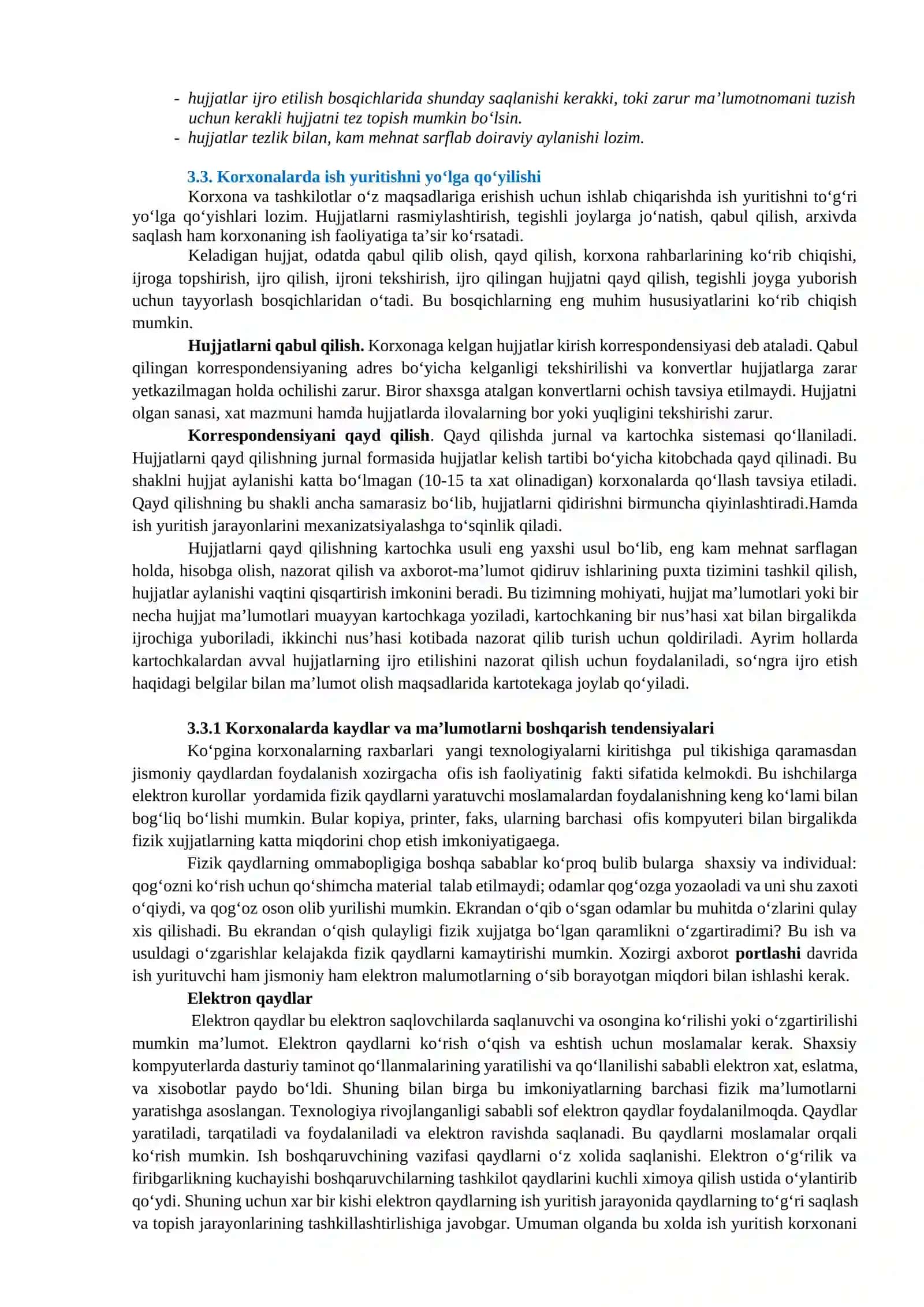 MAVZU. KORXONADA ISH YURITISHNI TASHKIL ETISH VA UNING TEXNOLOGIYASI 2
