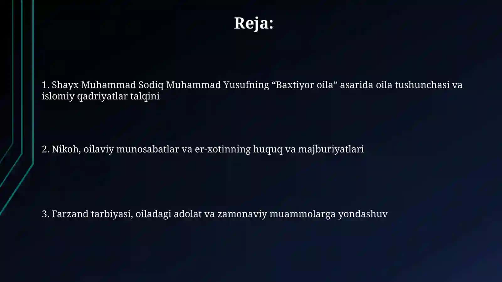 Shayx Muhammad Sodiq Muhammad Yusufning "Baxtiyor oila" asarida islom qadriyatlarining talqini 2